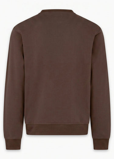 Aquascutum Pullover Check shoulder crewneck fleece - chocolate
