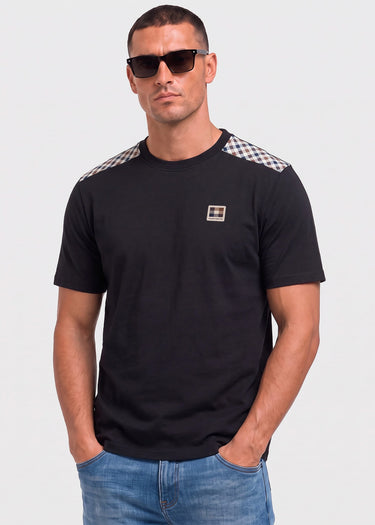 Aquascutum T-Shirts Check shoulder t-shirt - black