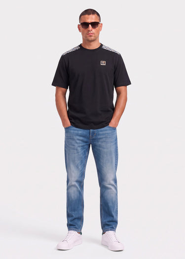 Aquascutum T-Shirts Check shoulder t-shirt - black