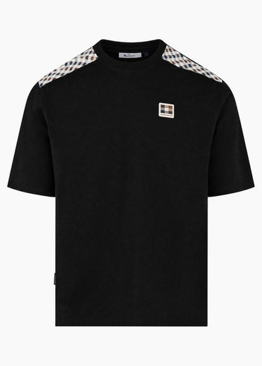 Aquascutum T-Shirts Check shoulder t-shirt - black