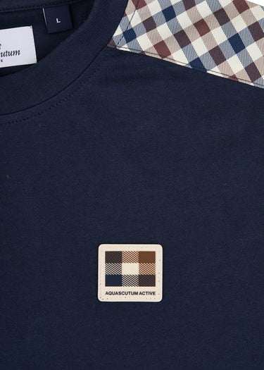 Aquascutum T-Shirts Check shoulder t-shirt - navy