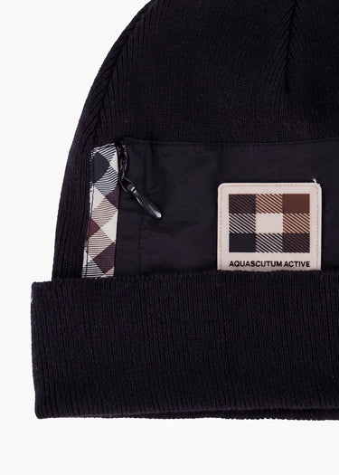 Aquascutum Mützen Nylon pocket beanie - black