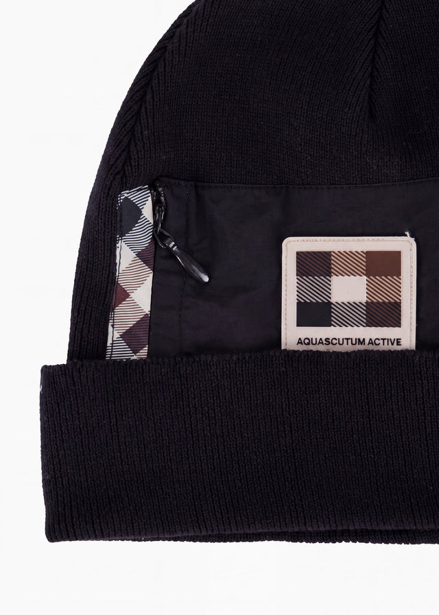 Aquascutum Mützen Nylon pocket beanie - black