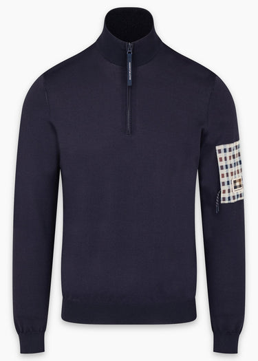 Aquascutum Pullover Quarter zip tech sweater - navy