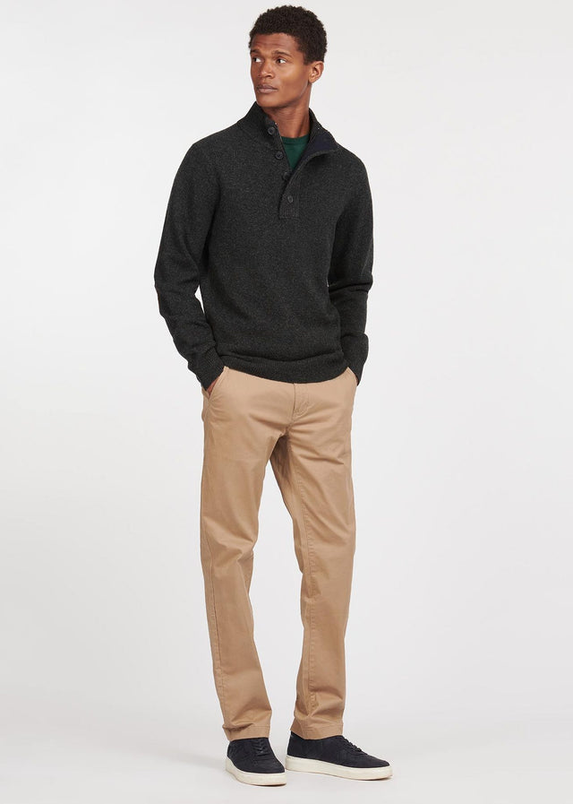 Barbour Pullover Essential patch half zip knitted jumper - charcoal