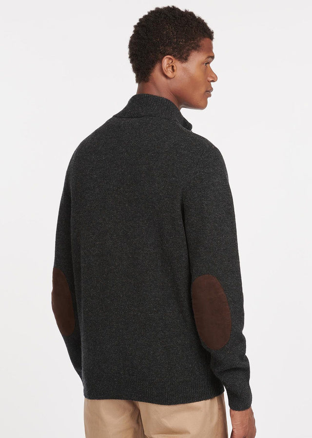 Barbour Pullover Essential patch half zip knitted jumper - charcoal