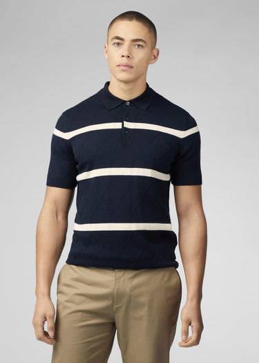 Ben Sherman Polo's Argyle stripe polo - dark navy