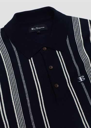 Ben Sherman Polo's Crickle cotton stripe polo - dark navy