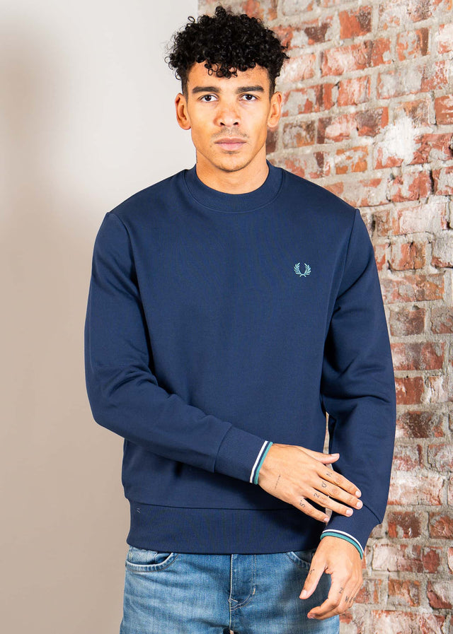Fred Perry Pullover Crew neck sweatshirt - tennis blue snow white deep mint