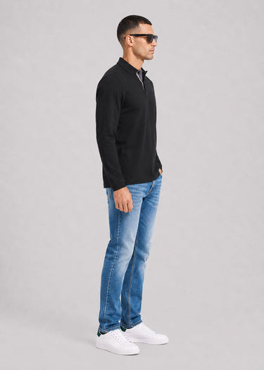 Barbour Polo's Barbour essential ls tartan pique polo shirt - black