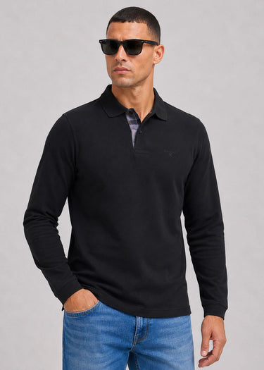 Barbour Polo's Barbour essential ls tartan pique polo shirt - black