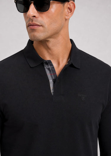 Barbour Polo's Barbour essential ls tartan pique polo shirt - black