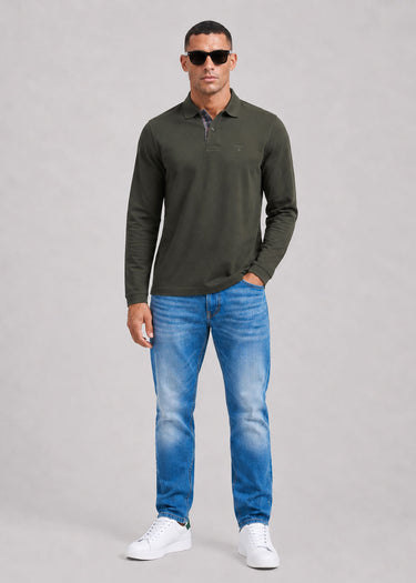 Barbour Poloshirts Barbour essential ls tartan pique polo shirt - forest