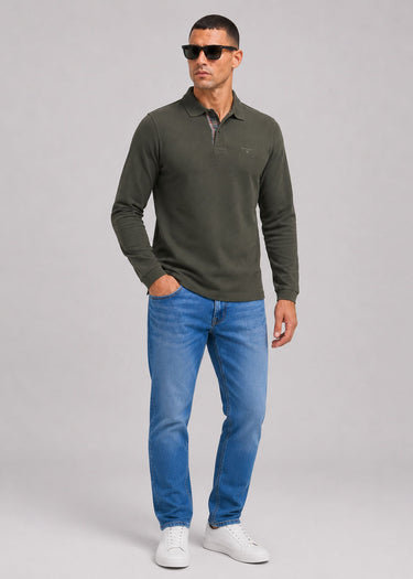 Barbour Polo's Barbour essential ls tartan pique polo shirt - forest