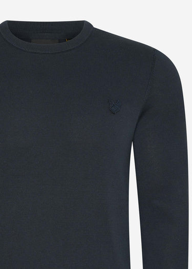 Lyle & Scott Truien Tonal eagle cotton crew neck jumper - dark navy