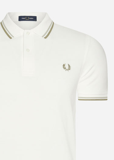 Fred Perry Polo's Twin tipped Fred Perry shirt - snow white oatmeal white stone