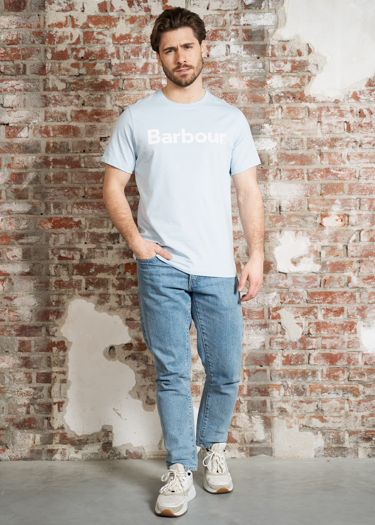 Barbour T-shirts Barbour logo t-shirt - ocean sky