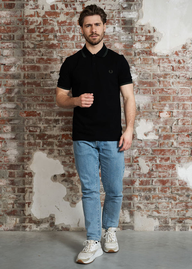 Fred Perry Poloshirts Twin tipped fred perry polo shirt- Black Court Green