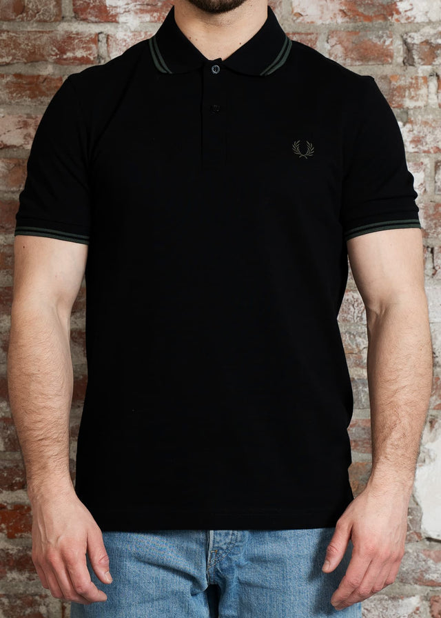 Fred Perry Poloshirts Twin tipped fred perry polo shirt- Black Court Green