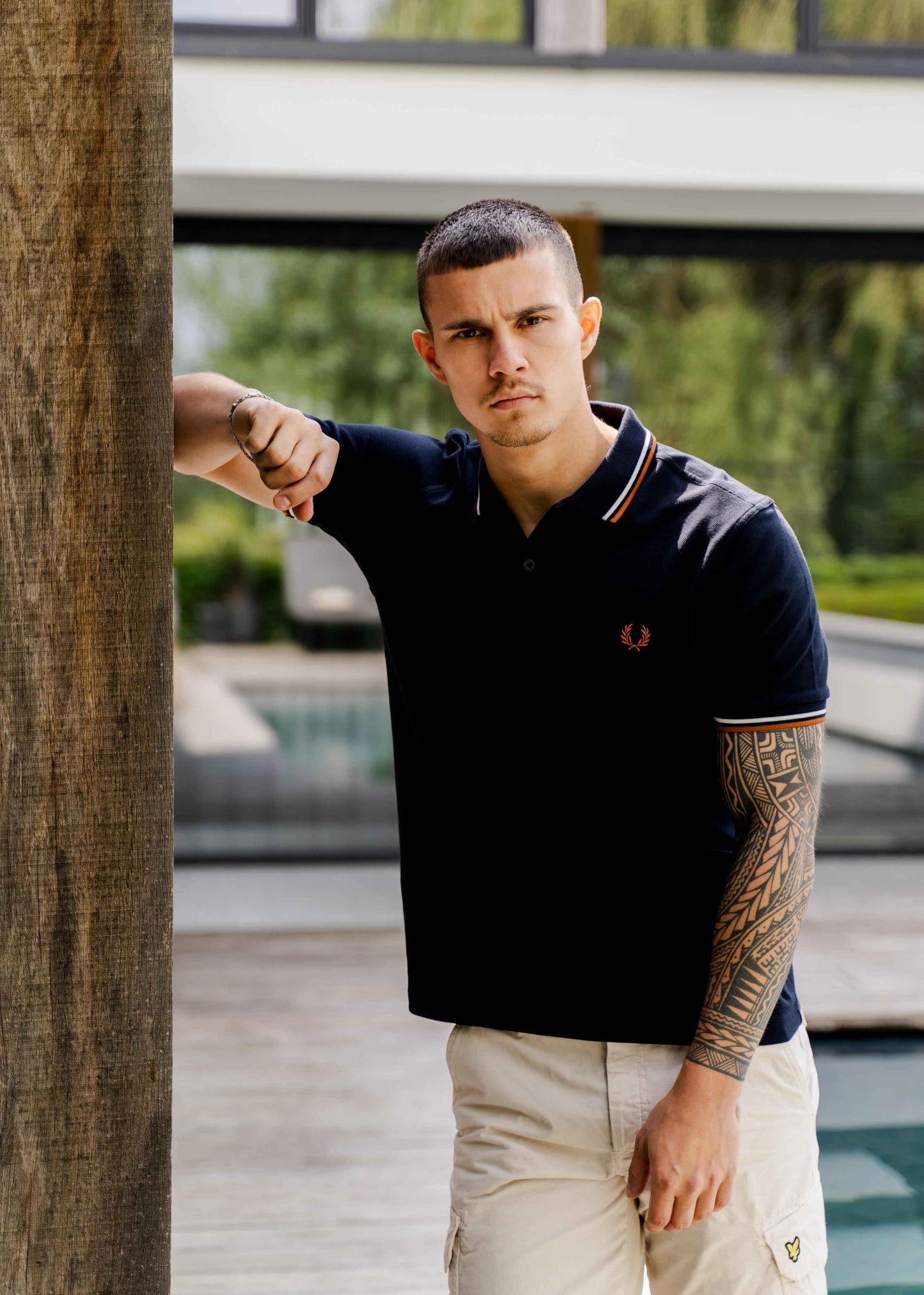 Fred Perry Polo's Twin tipped fred perry shirt - navy ecru ntflak