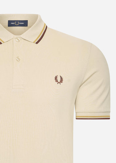 Fred Perry Polo's Twin tipped fred perry shirt - oatmeal honeycomb whisky brown