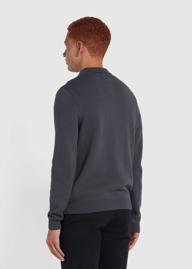 Farah Pullover Sweater hamlet knit ls polo - charcoal