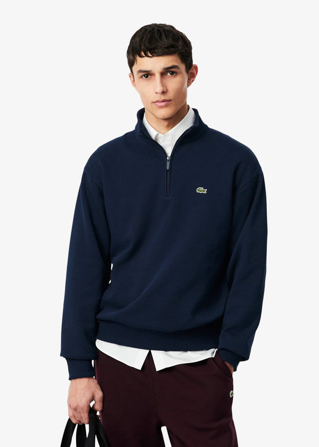Lacoste Pullover Quarter zip fleece sweatshirt - navy blue