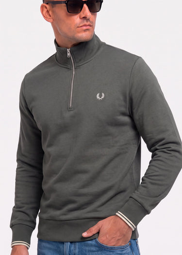 Fred Perry Truien Half zip sweatshirt - field green oatmeal