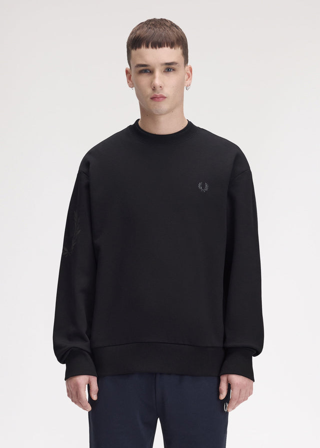 Fred Perry Pullover Reflective laurel sweatshirt - black