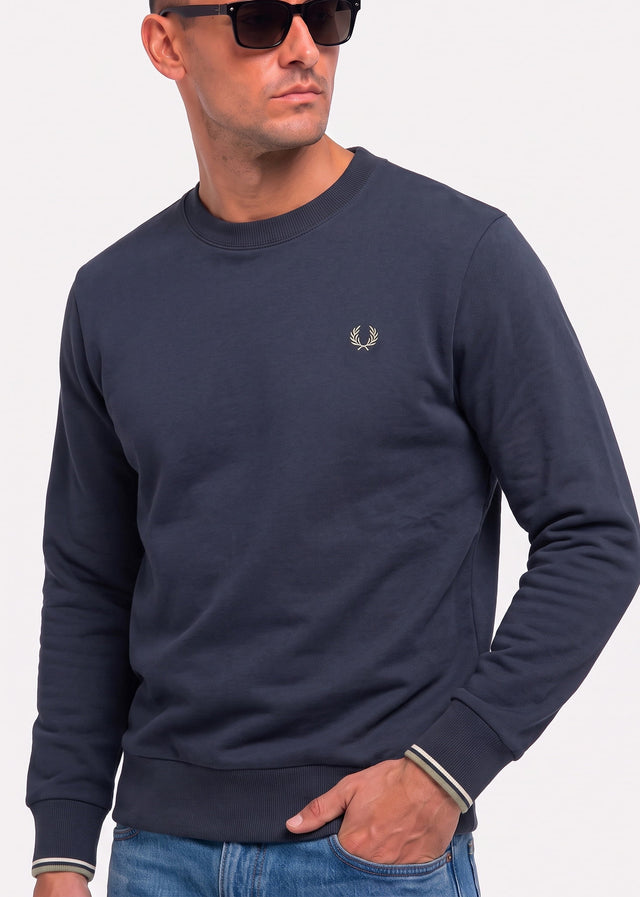 Fred Perry Pullover Crew neck sweatshirt - dark airforce ecru seagrass