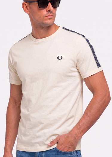 Contrast tape ringer t-shirt - ecru - 5