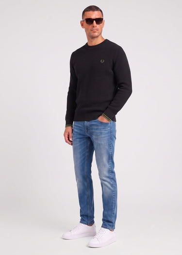 Fred Perry Pullover Waffle stitch jumper - black (Copy)
