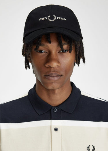 Fred Perry Petten Graphic branded twill cap - black warm grey