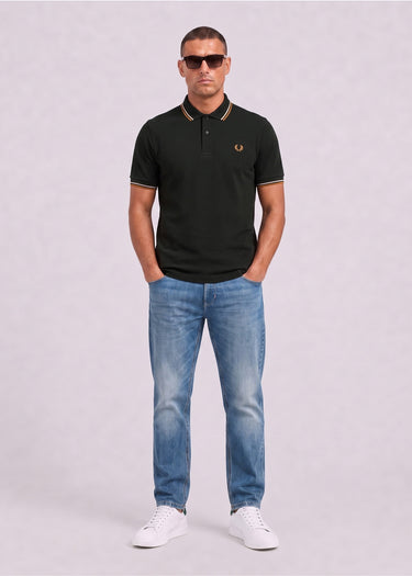 Fred Perry Polo's Twin tipped polo - night green dusky blue dark caramel