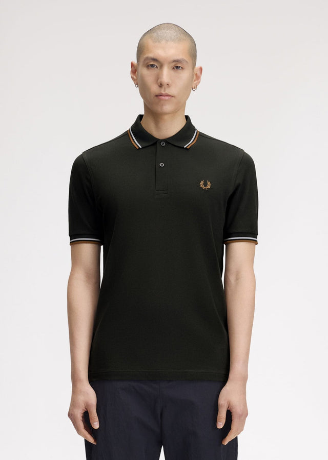 Fred Perry Poloshirts Twin tipped polo - night green dusky blue dark caramel