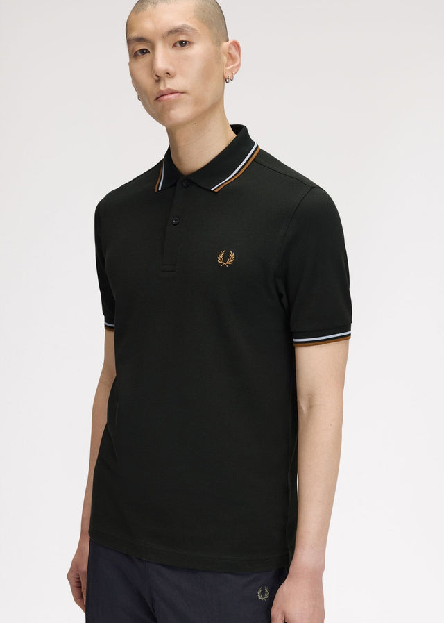 Fred Perry Poloshirts Twin tipped polo - night green dusky blue dark caramel