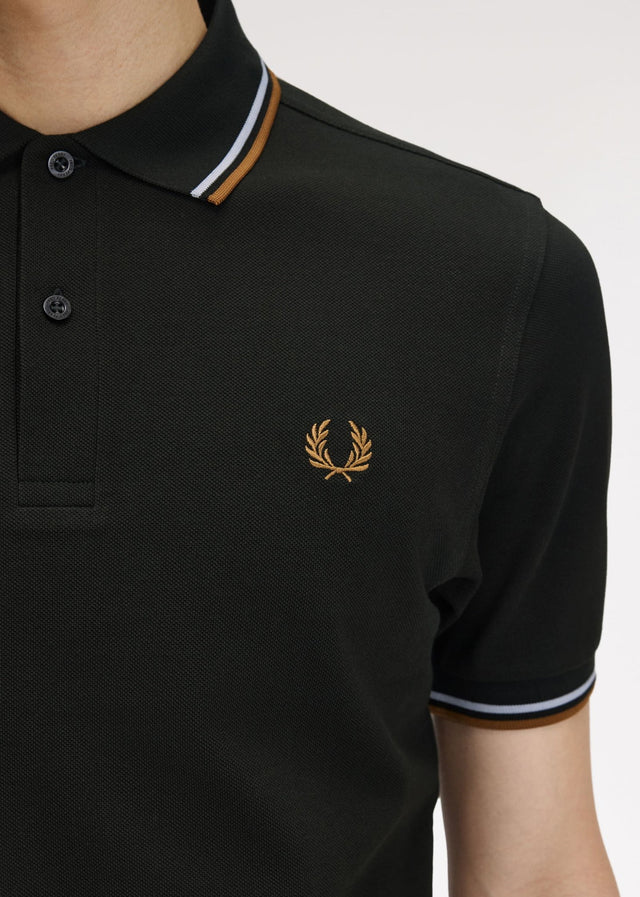 Fred Perry Poloshirts Twin tipped polo - night green dusky blue dark caramel
