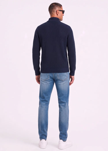 Henri Lloyd Truien Golant quarter zip ribbed knit - navy