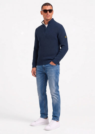 Henri Lloyd Truien Golant quarter zip ribbed knit - navy