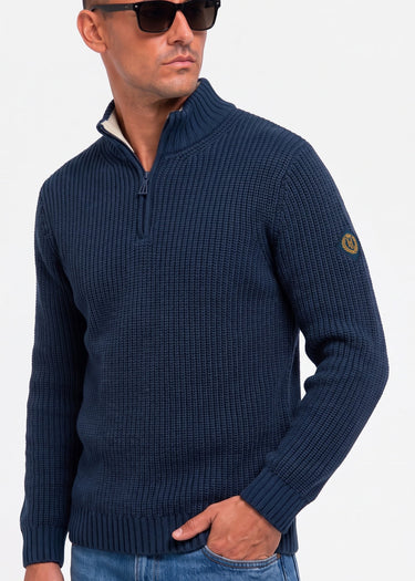 Henri Lloyd Truien Golant quarter zip ribbed knit - navy