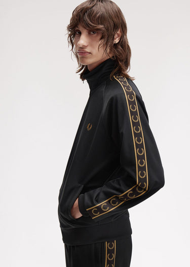 Fred Perry Vesten Contrast tape track jacket - black shaded stone