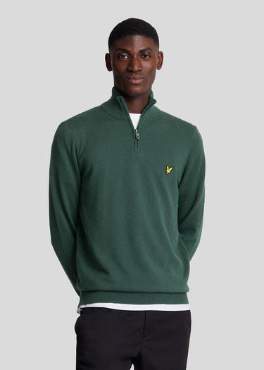 Lyle & Scott Truien Cotton merino quarter zip jumper - argyle teal