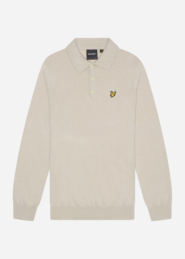 Lyle & Scott Pullover Cotton merino long sleeve knitted polo - cove