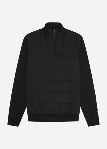 Lyle & Scott Truien  Hybrid quilted quarter zip sweatshirt - jet black