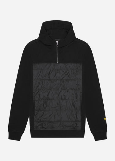 Lyle & Scott Hoodies  Hybrid panelled interlock hoodie- jet black