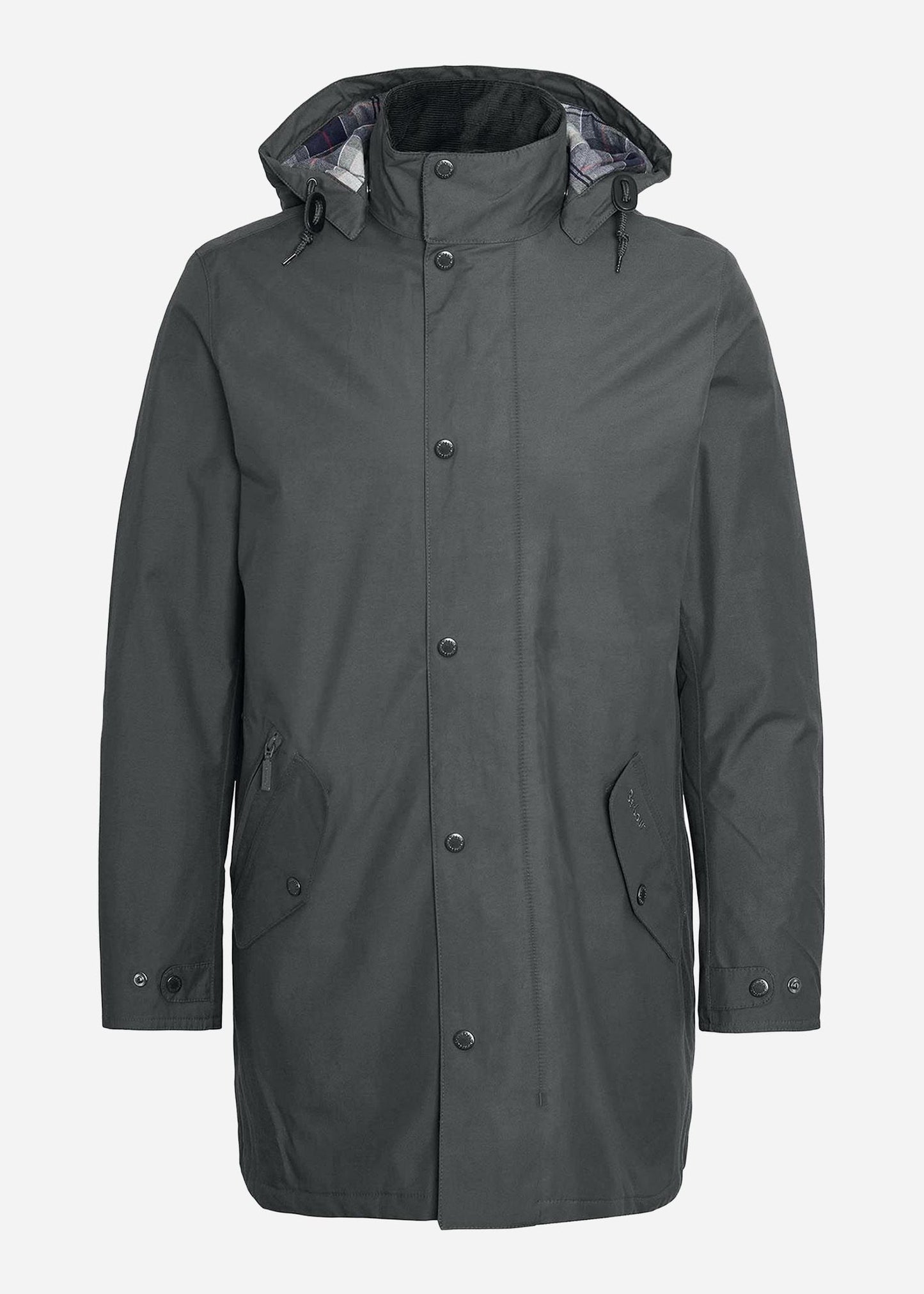 Barbour Jassen Chelsea waterproof mac - charcoal blue granite tartan