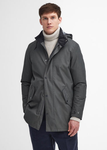 Barbour Jassen Chelsea waterproof mac - charcoal blue granite tartan