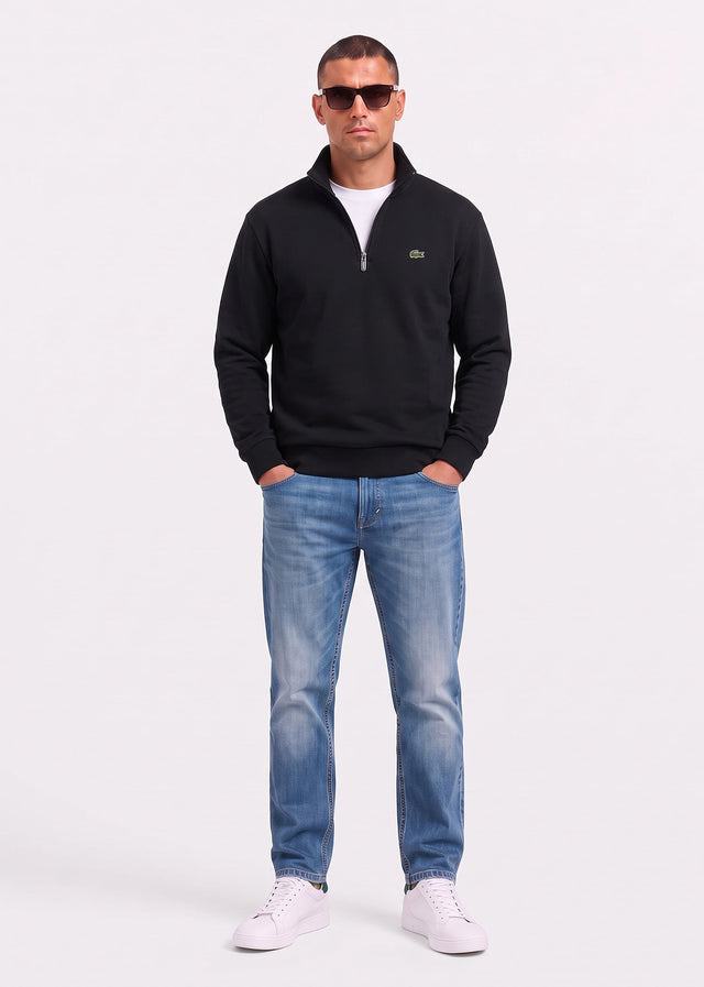 Lacoste Pullover Quarter zip fleece sweatshirt - black