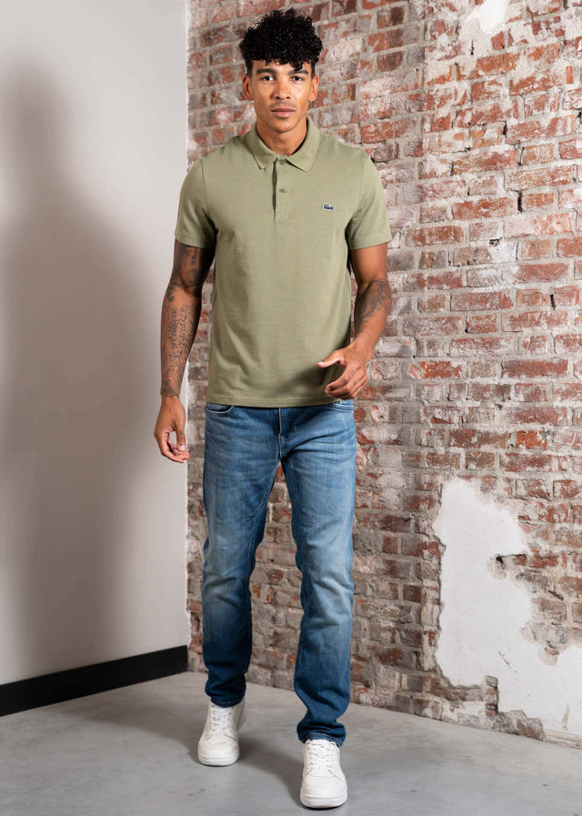 Lacoste Poloshirts Short sleeved ribbec collar polo shirt - khaki