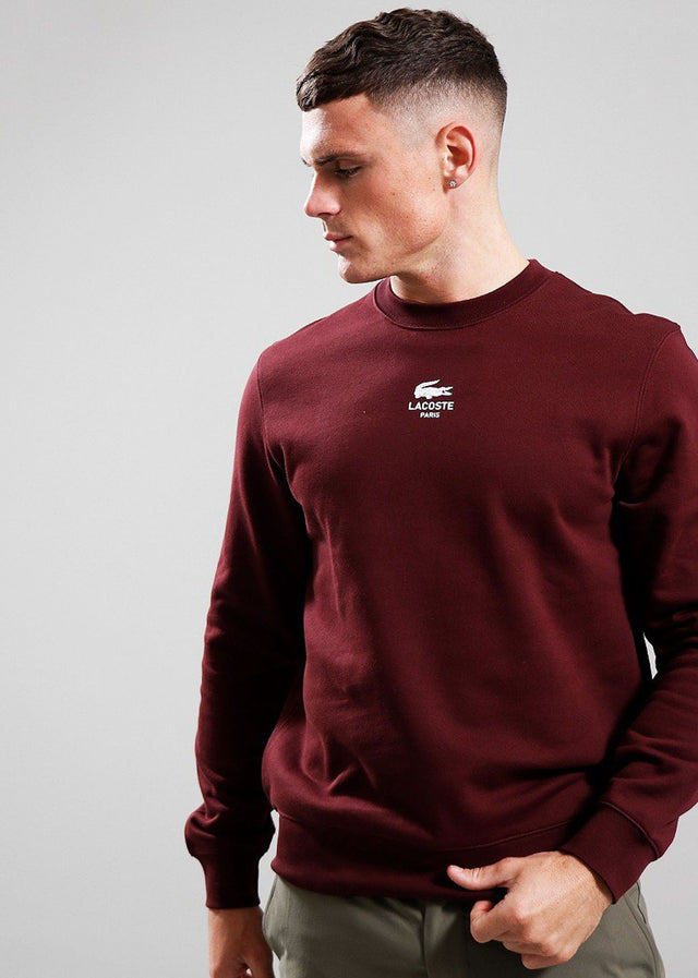 Lacoste Pullover Sweatshirt logo print- expresso